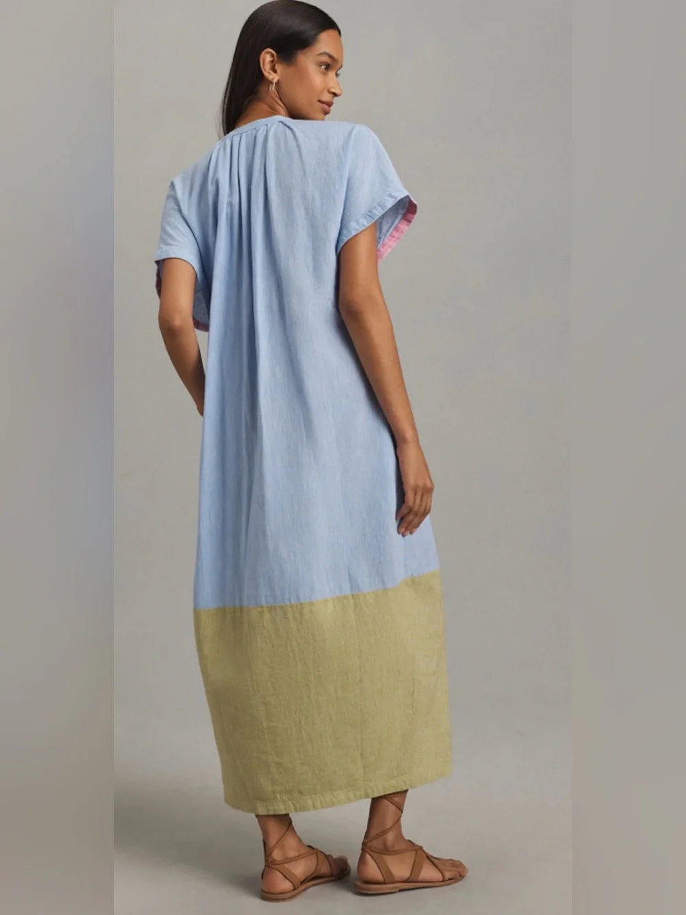 Anthropologie short sleeve collared linen maxi shirt Dress - Picture 3 of 3